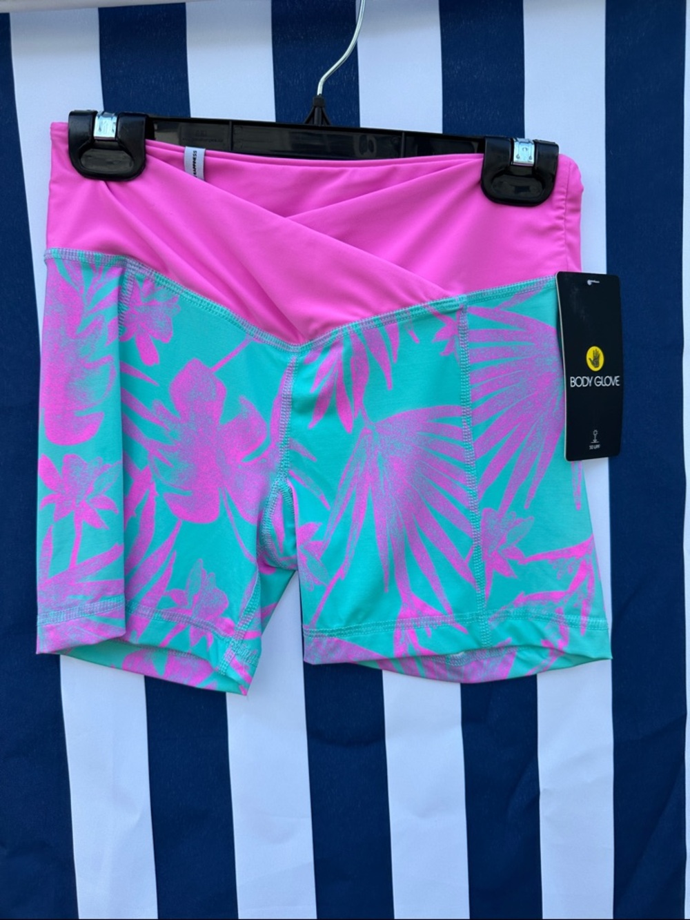 Body Glove Pink and Teal Tropical Swim Shorts UPF 50